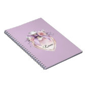 Carnet Flacon de parfum violet ruban fleurs roses (Côté Droit)