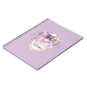 Carnet Flacon de parfum violet ruban fleurs roses (Côté gauche)