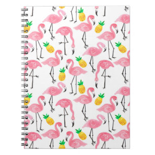 Carnet Flamant rose aquarelle et ananas : Ensemble tropic