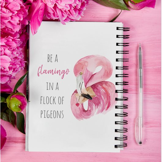 Carnet Flamant rose Aquarelle Exotique Rose Moderne Avec 