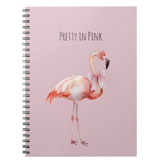 Carnet Flamant rose avec noeud rose (Devant)