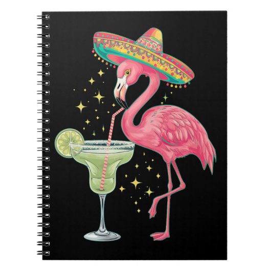 Carnet Flamant rose Boire Margarita Funny Poncho mexicain (Devant)