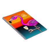 Carnet Flamant rose buvant du vin monogrammé (Côté Droit)