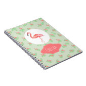 Carnet Flamant rose d'aquarelle tropicale de la fille Nom (Côté Droit)