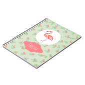 Carnet Flamant rose d'aquarelle tropicale de la fille Nom (Côté gauche)