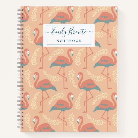 Carnet Flamant rose élégant d'inspiration Art déco motif (Devant)