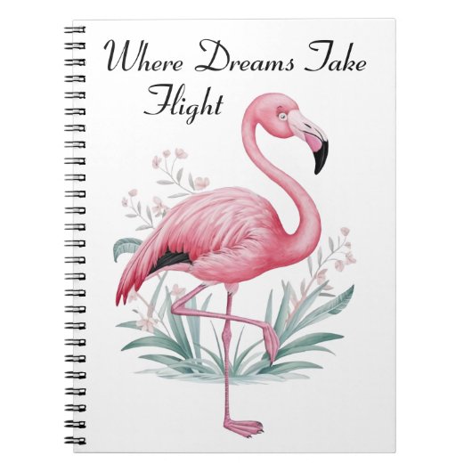Carnet Flamant rose et fleurs (Devant)