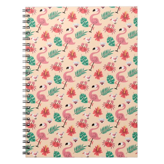 Carnet Flamant Rose Été Motif Tropical (Devant)