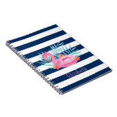 Carnet Flamant rose Flotte Flotte Marine Blue Stripes (Côté Droit)