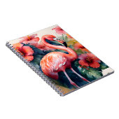 Carnet Flamant rose Hibiscus Aquarelle Art tropical (Côté Droit)