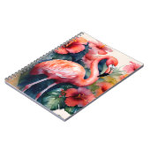 Carnet Flamant rose Hibiscus Aquarelle Art tropical (Côté gauche)