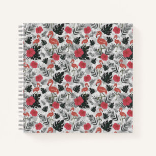 Carnet Flamant rose motif sans couture avec arrière - pla