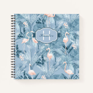 Carnet Flamant rose Orchidée Tropical Motif Blue ID868
