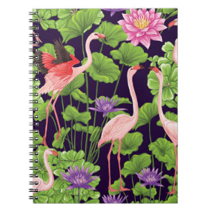 Carnet Flamant rose, plantes tropicaux, arrière - plan no