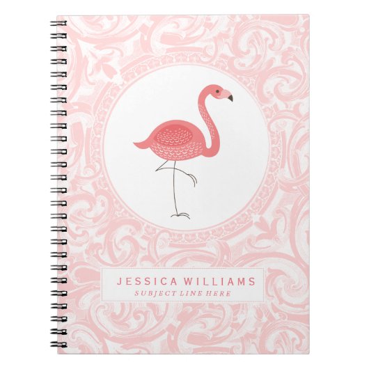 Carnet Flamant rose Rose 3 Avec Des Fils Roses (Devant)