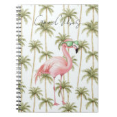 Carnet Flamant rose rose avec lunettes de soleil Palmiers (Devant)