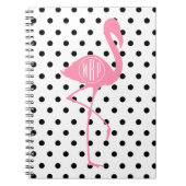 Carnet Flamant rose rose décoré d'un monogramme + Point (Devant)