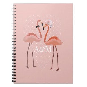Carnet Flamant rose rose élégant coeur amour couple doux