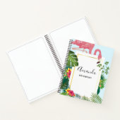 Carnet Flamant rose rose élégant et Feuilles tropicaux (Intérieur)