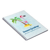 Carnet Flamant rose rose Joyeuses Fêtes à Santa Hat (Côté Droit)