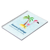 Carnet Flamant rose rose Joyeuses Fêtes à Santa Hat (Côté gauche)