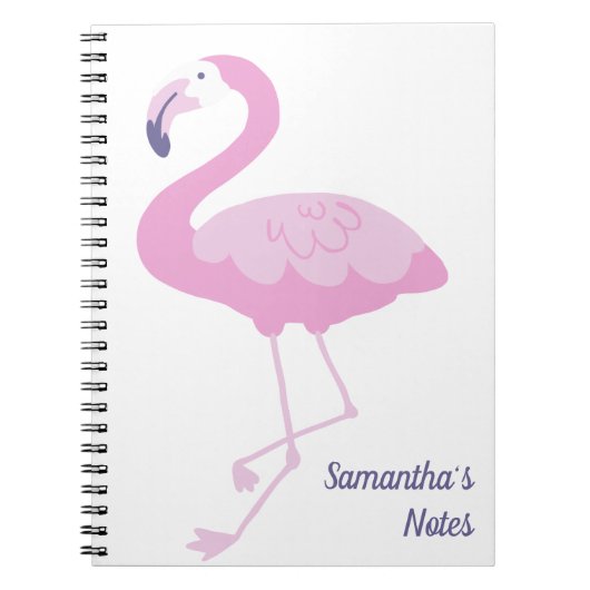 Carnet Flamant rose rose mignon avec nom (Devant)