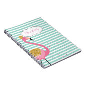 Carnet Flamant rose rose mignon Mint Vert Blancs (Côté Droit)