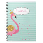 Carnet Flamant rose rose mignon Mint Vert Blancs (Devant)