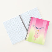 Carnet Flamant rose rose mignon Ombre rayé (Intérieur)