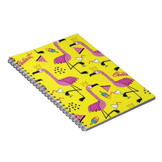 Carnet Flamant rose rose : Motif de mode d'été (Côté Droit)