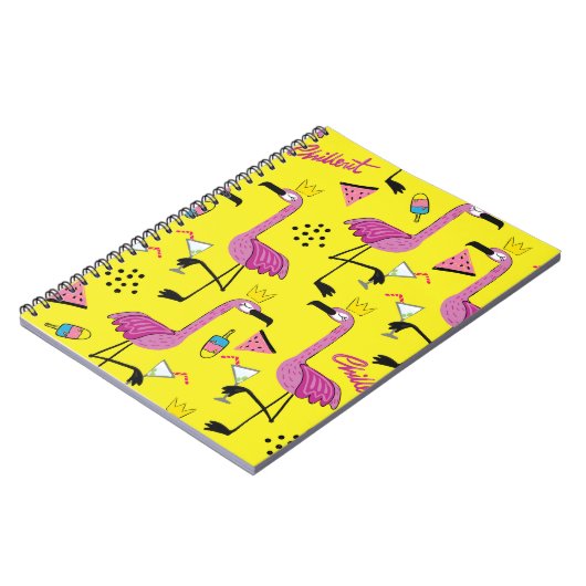 Carnet Flamant rose rose : Motif de mode d'été (Côté gauche)