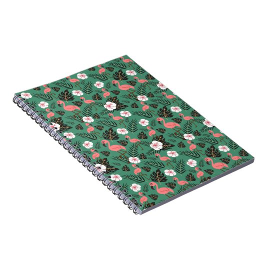 Carnet Flamant rose rose motif transparent sur arrière - (Côté Droit)