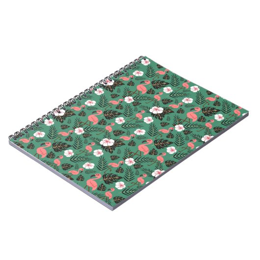 Carnet Flamant rose rose motif transparent sur arrière -  (Côté gauche)