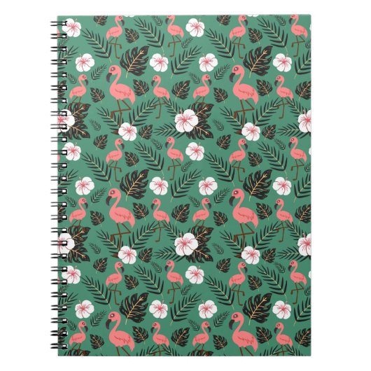 Carnet Flamant rose rose motif transparent sur arrière - (Devant)