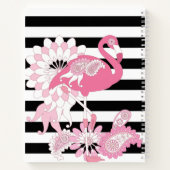 Carnet Flamant rose rose rayé noir et blanc (Dos)