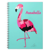 Carnet Flamant rose rose Turquoise (Devant)