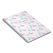 Carnet Flamant rose rose Turquoise Cactus Personnaliser N (Côté Droit)