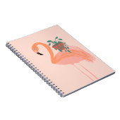 Carnet Flamant rose tropical avec main Plante pointillée  (Côté Droit)