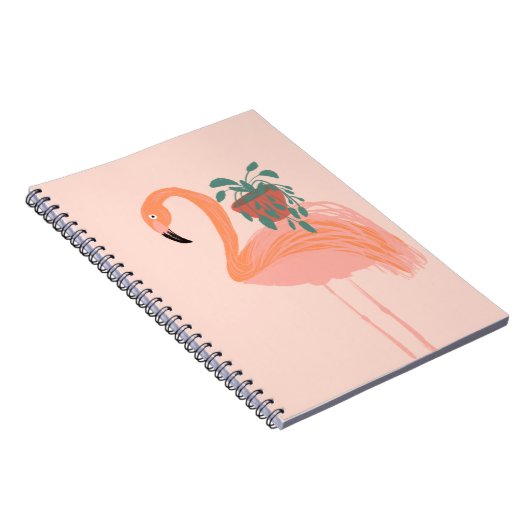 Carnet Flamant rose tropical avec main Plante pointillée  (Côté Droit)
