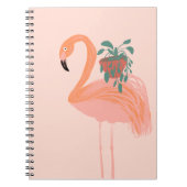 Carnet Flamant rose tropical avec main Plante pointillée  (Devant)