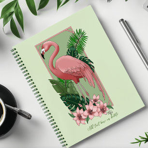 Carnet Flamant Rose Tropical Feuilles de Palmier Vert Lys
