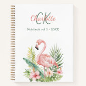 Carnet Flamant rose tropical monogramme (Devant)