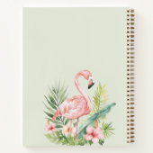Carnet Flamant rose tropical monogramme vert sauge (Dos)
