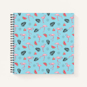 Carnet Flamant rose Tropical tendance et Motif Watermelon