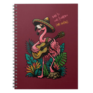 Carnet flamant rose vibrant portant un sombrero jouant de