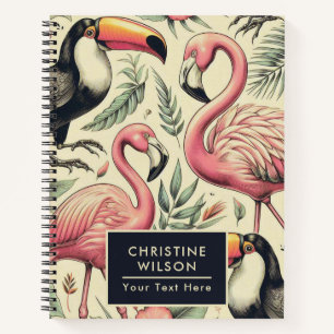 Carnet Flamant rose vintage et Toucan sans couture