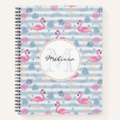 Carnet Flamant rose Whimsical et ananas Motif Monogramme (Devant)