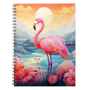 Carnet Flamant Tropical avec Fleurs