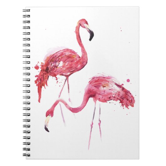 Carnet Flamants roses aquarelle, Design élégant. (Devant)