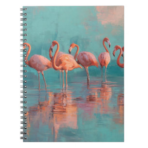 Carnet Flamants roses Blush Aqua Réflexion Art